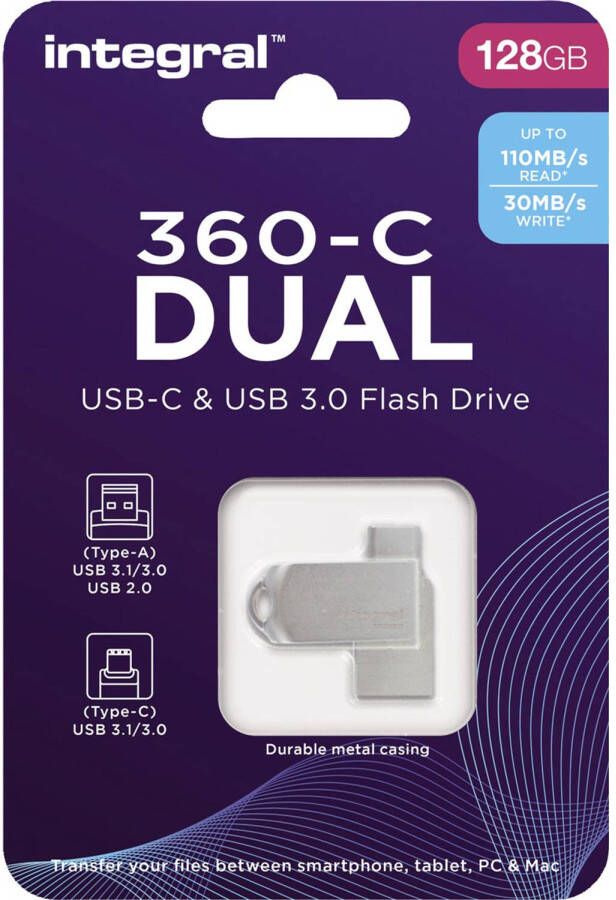 Integral 360-C Dual USB-C & USB 3.0 stick 128 GB