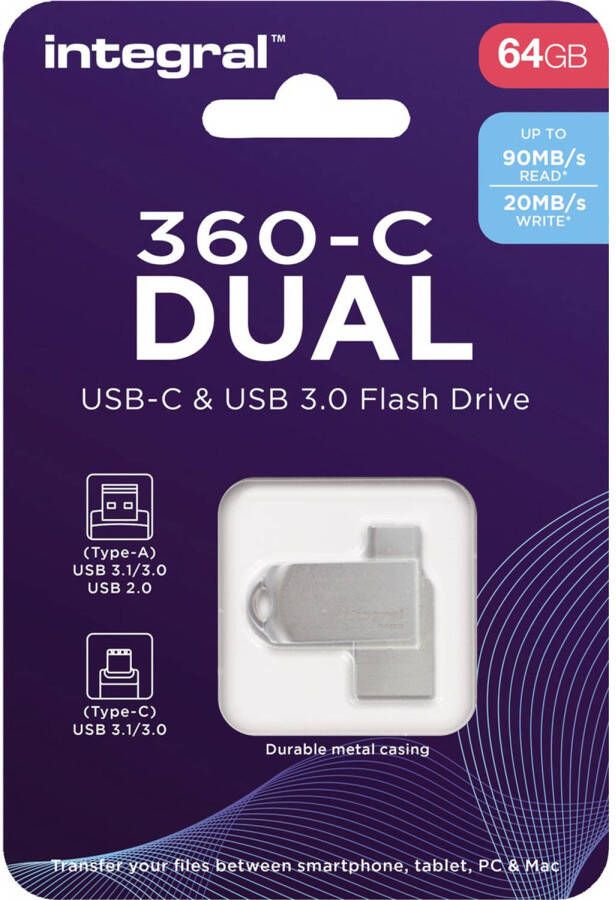 Integral 360-C Dual USB-C & USB 3.0 stick 64 GB