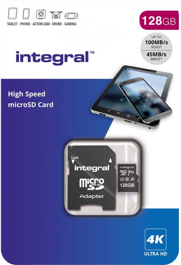 Integral geheugenkaart microSDXC V30 128 GB