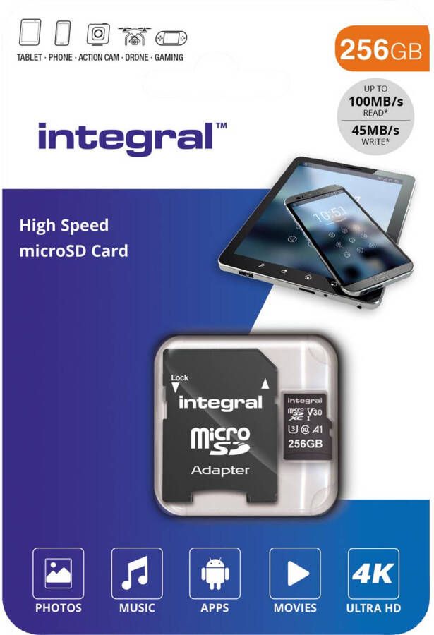 Integral geheugenkaart microSDXC V30 256 GB