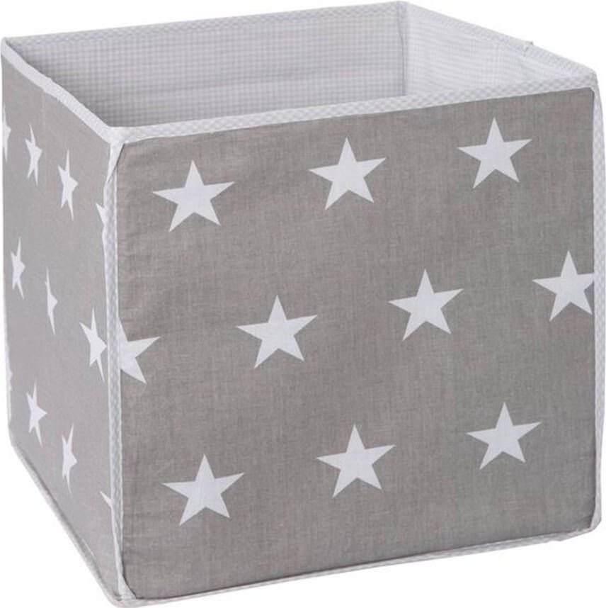 Interbaby Roba Opbergmand Little Stars 34 X 34 cm Polykatoen Grijs wit