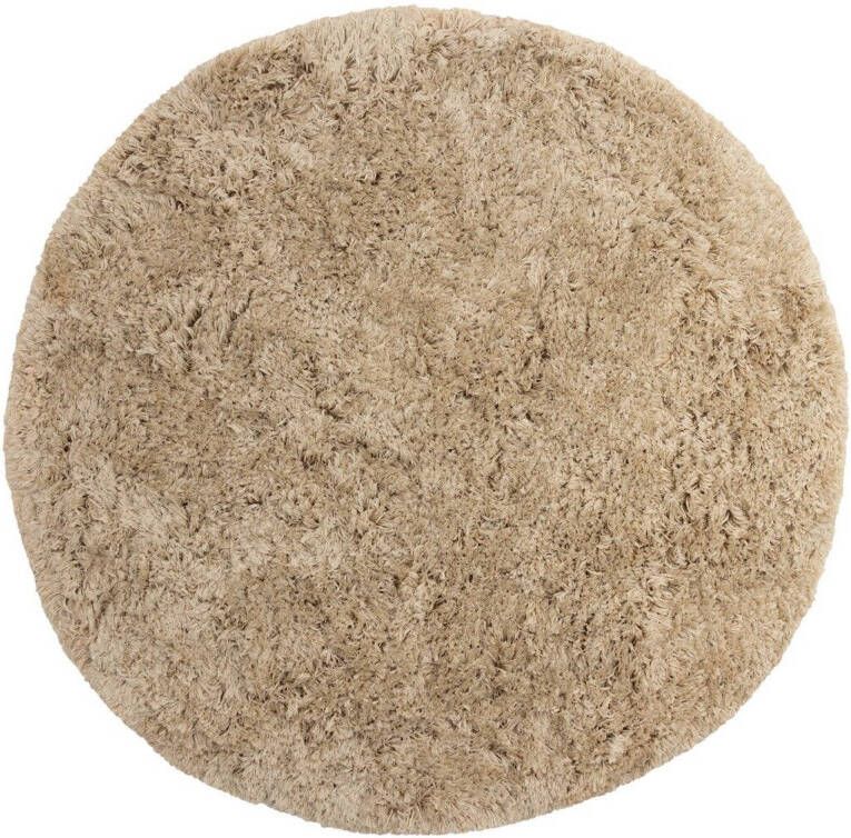 Interieur05 Rond Hoogpolig Vloerkleed Pilo Beige Polyester