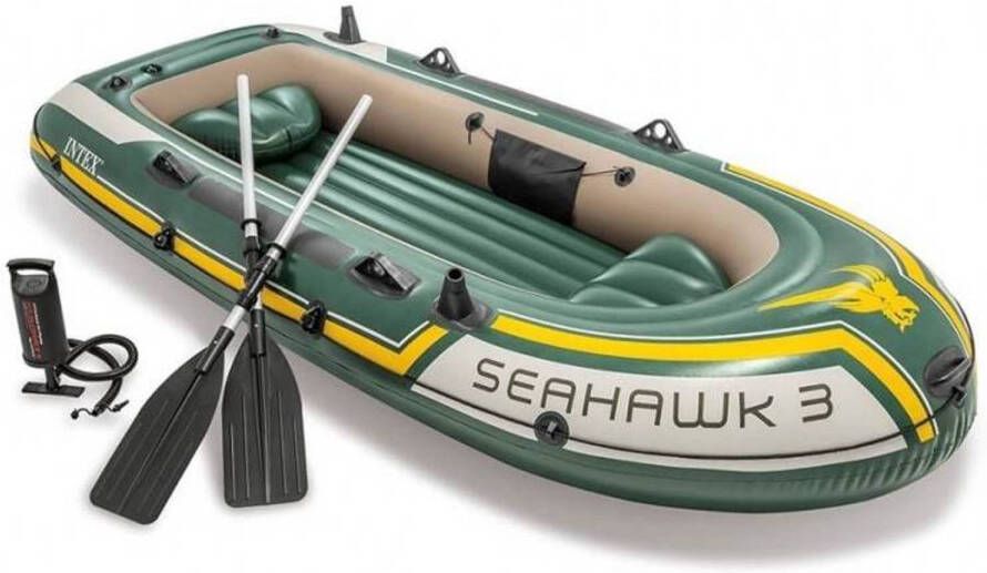 Intex 3-Persoons opblaasbare boot set Seahawk 3 met peddels en pomp 295cm lang x 137cm breed x 43cm hoog Copy