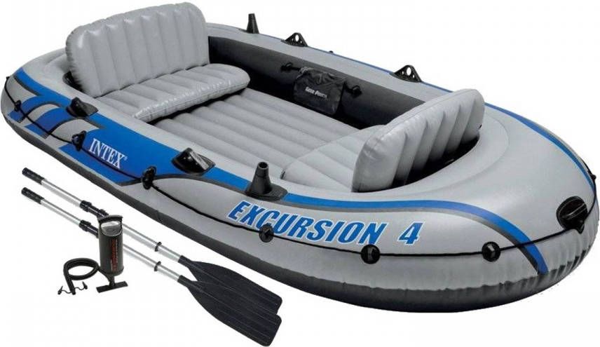 Intex opblaasboot Excursion 4 vierpersoons grijs 315 x 165 x 43 cm