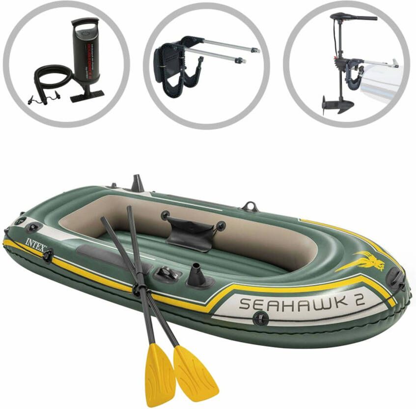 Intex Opblaasbootset Seahawk 2 met trolling motor en beugel