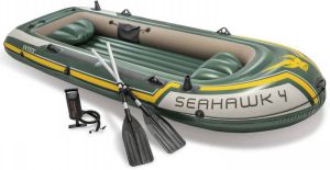 Intex opblaasboot set Seahawk 4 vierpersoons groen-geel 351cm