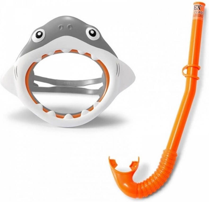 Intex snorkelset Shark Fun junior oranje grijs 2-delig