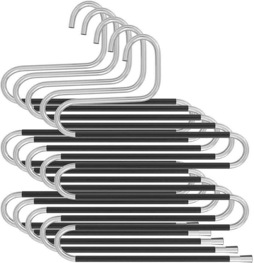 Intirilife 5x s-vormige broekhangers in zilver ruimtebesparende hangers voor broeken sjaals stropdassen riemen