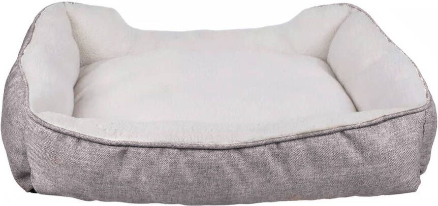 Intirilife fluffy pluche huisdierbed in grijs 50 x 40 x 13 cm zacht antislip hondenbed kattenbed