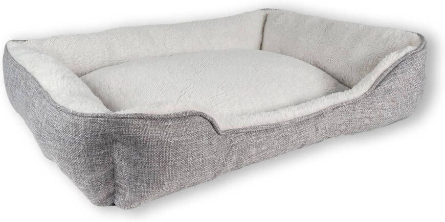 Intirilife fluffy pluche huisdierbed in grijs 60 x 47 x 13 cm zacht antislip hondenbed kattenbed kussen