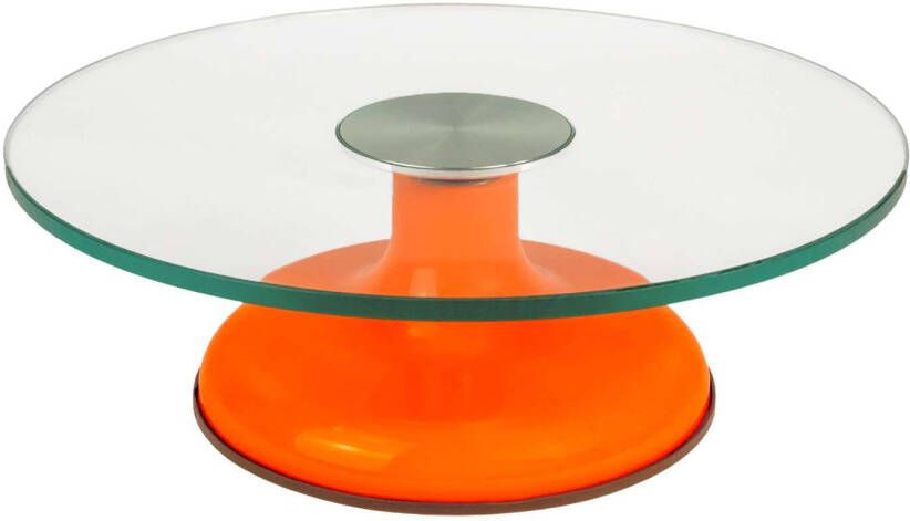 Intirilife taartplateau draaibare taartstandaard met anti-slip basis in oranje 30 x 10 cm bord voor taarten