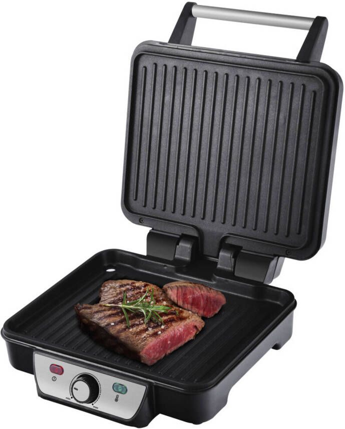 Inventum CG618 Contactgrill Tafelgrill Grilloppervlak 28 x 23 cm Anti aanbaklaag 1800 watt RVS Zwart - Foto 2