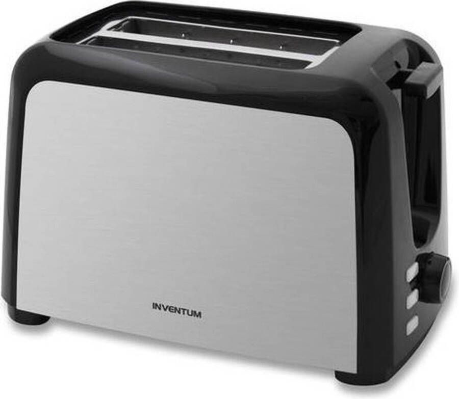 Inventum GB420B Broodrooster 2 sleuven Traploze bruining Opwarm Ontdooifunctie 750 watt Toaster RVS Zwart