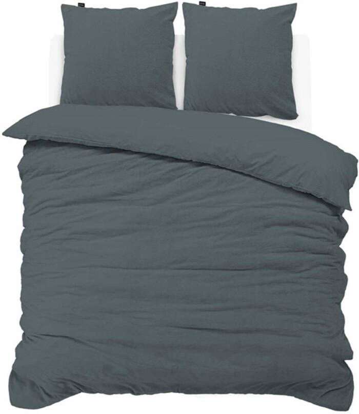 ISleep Dekbedovertrek Teddy Fleece Antraciet 1-Persoons 140x200 220 cm