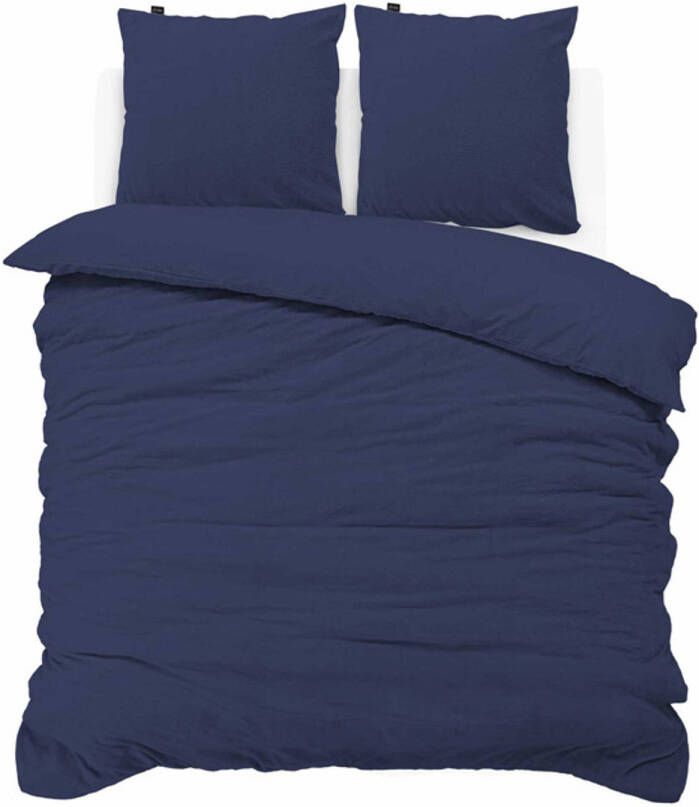 ISleep Dekbedovertrek Teddy Fleece Donker Blauw 1-Persoons 140x200 220 cm