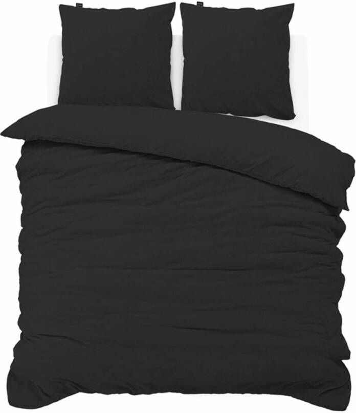 ISleep Dekbedovertrek Teddy Fleece Zwart 2-Persoons 200x200 220 cm