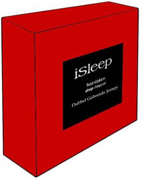 ISleep Dubbel Jersey Hoeslaken Litsjumeaux XL 190x210 220 cm Rood