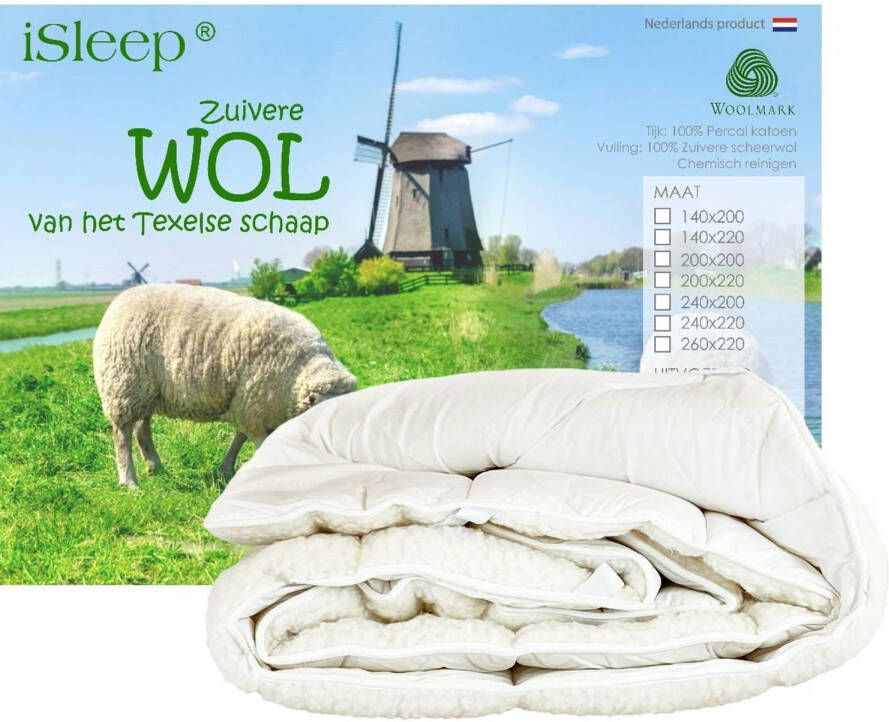 TIMZO Texels Comfort Wol Onderdeken 100% Wol Eenpersoons 90x200 cm