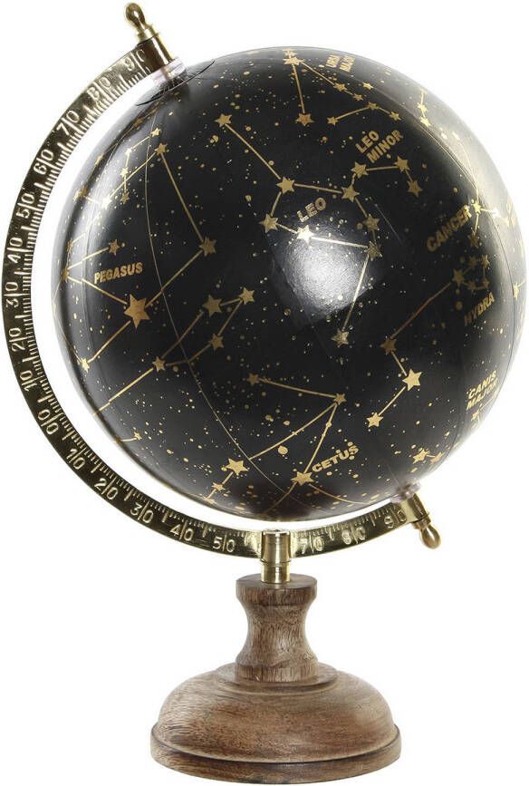 Items Deco Wereldbol globe met sterrenhemel sterrenbeelden zwart D20 x H33 cm Wereldbollen
