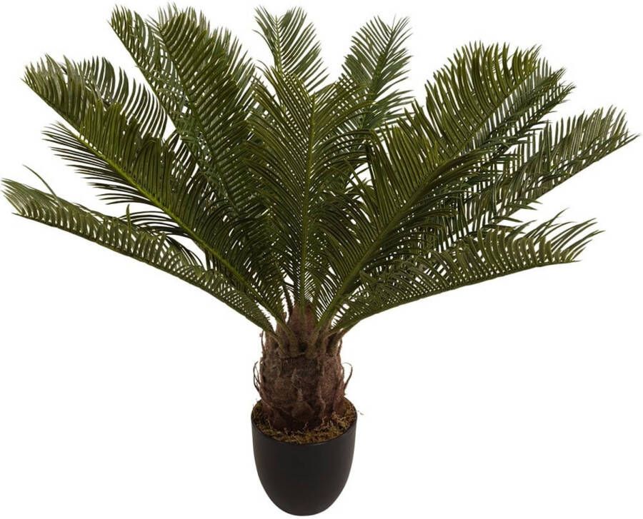 Items Lesli Living Kunstplant Tropische Palm in binnenpot zwart 60 cm zijde Kunstplanten