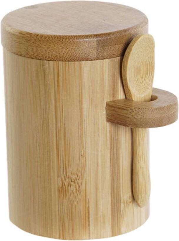 Items luxe Suikerpot Bamboe hout lichtbruin 7 x 10 cm dispenser Suikerstrooiers