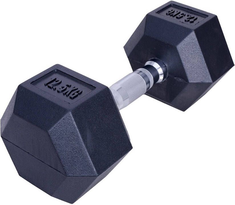 IVOL Dumbbell hexagon zwart rubber 12.5 kg