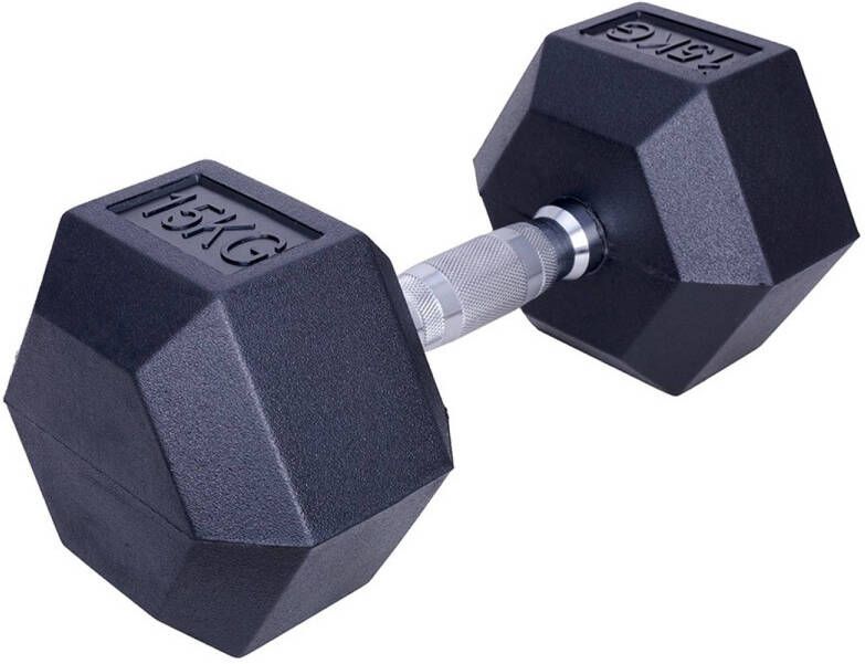 IVOL Dumbbell hexagon zwart rubber 15 kg