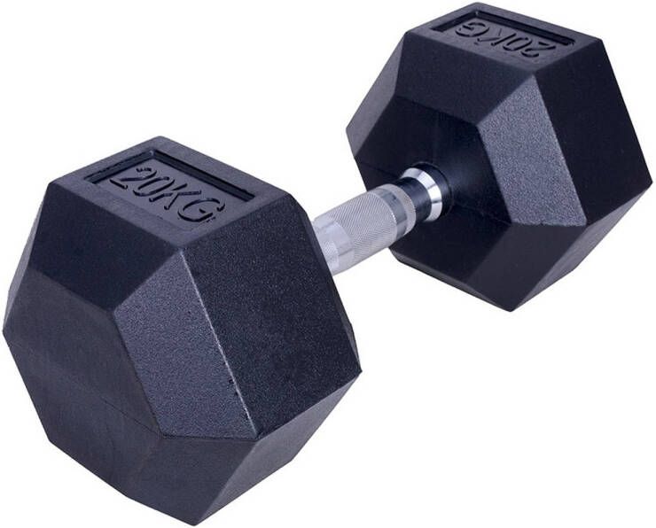 IVOL Dumbbell hexagon zwart rubber 20 kg