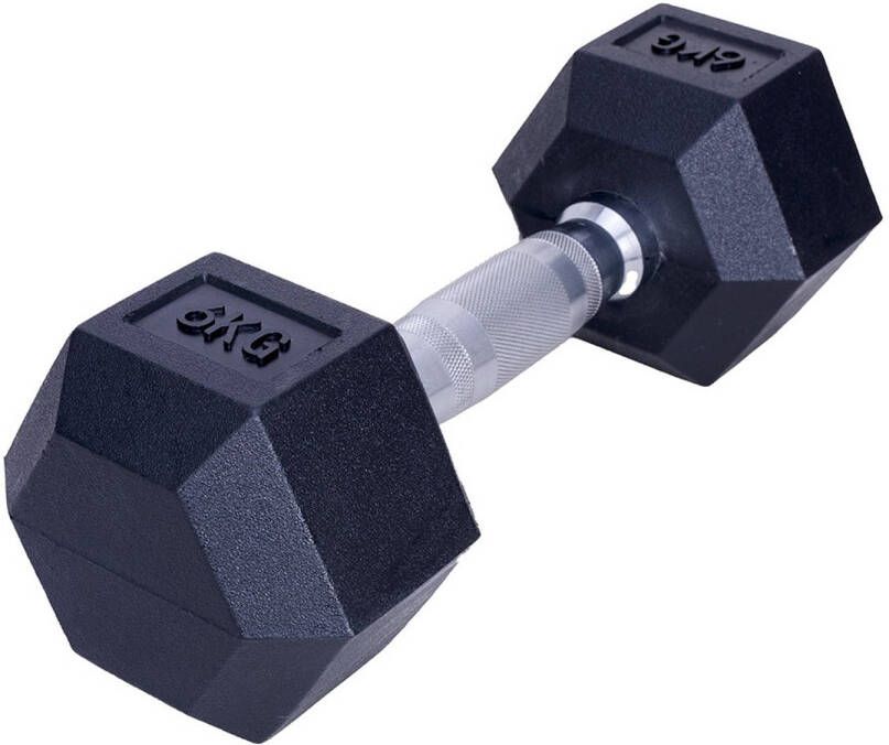 IVOL Dumbbell hexagon zwart rubber 6 kg set van 2