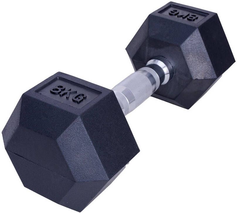 IVOL Dumbbell hexagon zwart rubber 8 kg set van 2