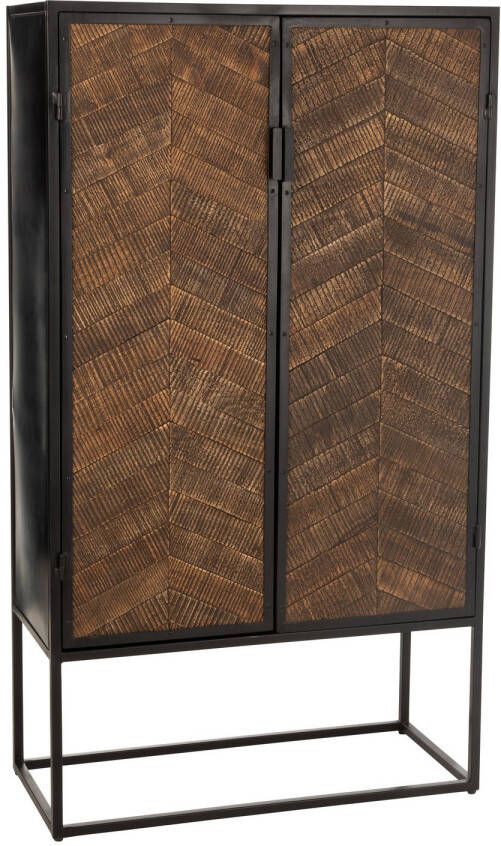 J-Line Barkast Ano Ijzer mango Hout Zwart bruin 90x42x160.5cm