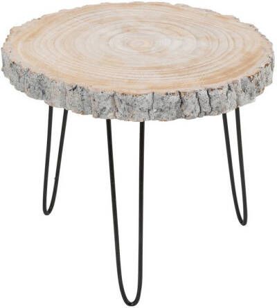 J-Line Bijzettafel Paulownia Hout ijzer Grey Wash Small 47x42x40cm