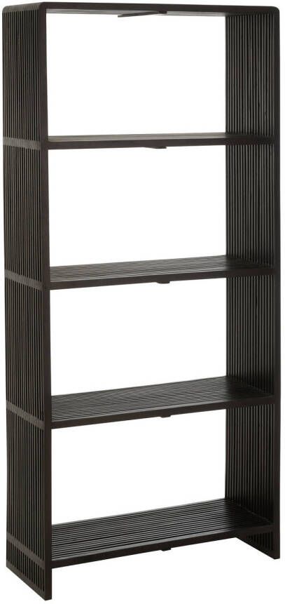 J-Line Boekenkast 4 Schappen Gerecycleerd Teak Zwart 88x35x190cm