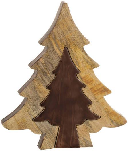 J-Line Boom Puzzel Hout Bruin naturel Large 30x26x3.5cm