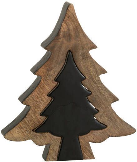 J-Line Boom Puzzel Hout Zwart naturel Small 30x26x3.5cm