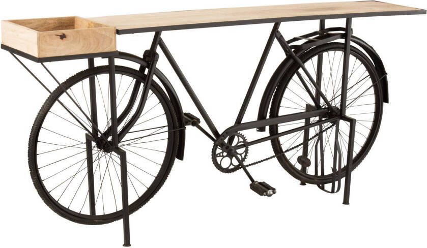 J-Line Console Fiets Metaal mango Hout Zwart naturel 185x36x85.5cm