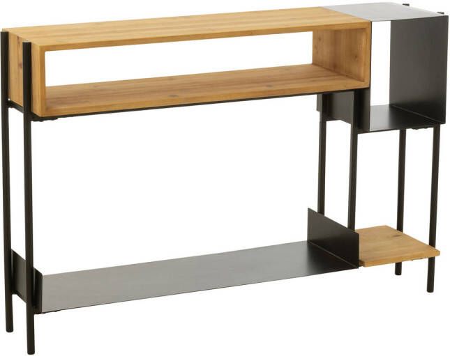 J-Line Console Tina Hout ijzer Zwart naturel 120x30x80cm