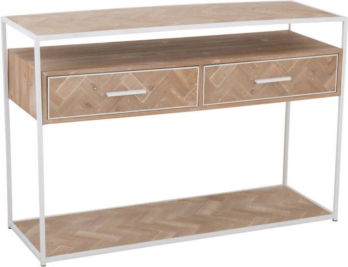 J-Line Console Zigzag 2 Lades Hout metaal Naturel wit 120x40x80cm