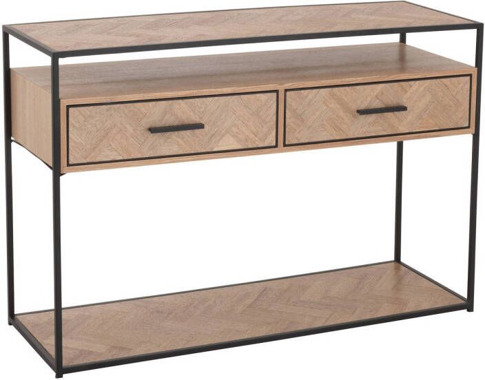 J-Line Console Zigzag 2 Lades Hout metaal Naturel zwart 120x40x80cm