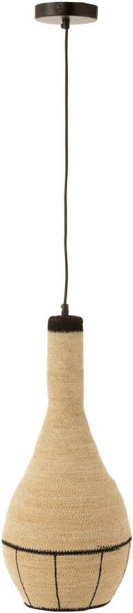 J-Line Hangende Lamp Peer Lijnen Zeegras Naturel zwart 24x24x56cm