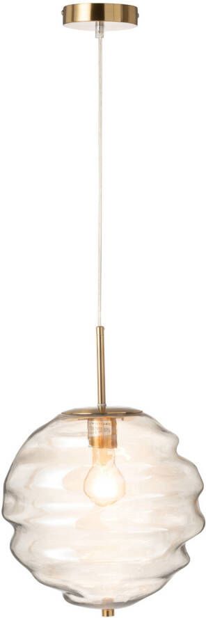 J-Line Hanglamp Glas Licht Cognac 30x30x34cm