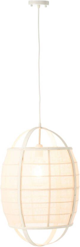 J-Line Hanglamp Ion Linnen bamboe Wit Small 37x37x56cm