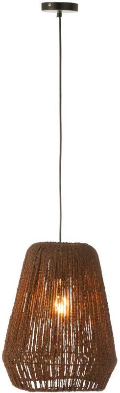 J-Line Hanglamp Vlecht Metaal palm Zwart Small 30x30x38cm