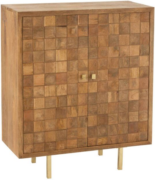 J-Line Kast Nino Metaal mangohout Naturel goud 89x42x104cm