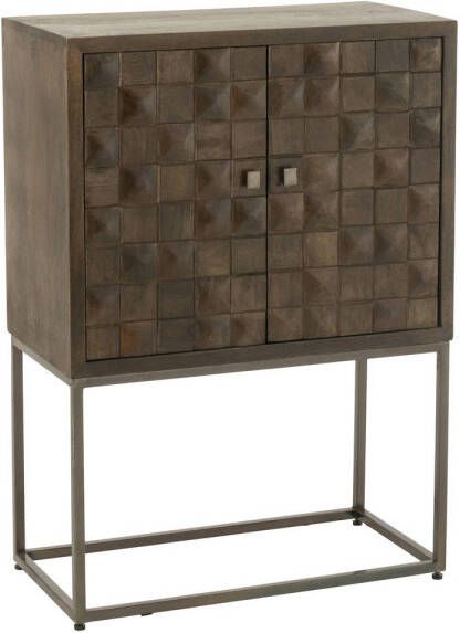 J-Line Kast Pino Metaal mangohout Bruin grijs 76x40x122cm