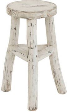 J-Line Kruk Ibiza Rond Hout White Wash 26x26x50cm