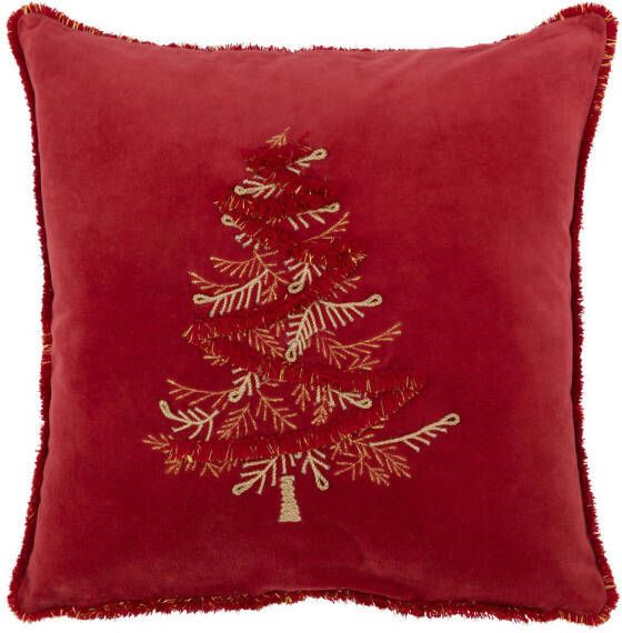 J-Line Kussen Boom Textiel Rood goud 45x45x12cm