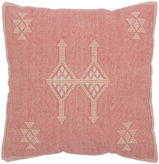 J-Line Kussen Diamanten+pijlen Katoen Perzik Roze 45x15x45cm