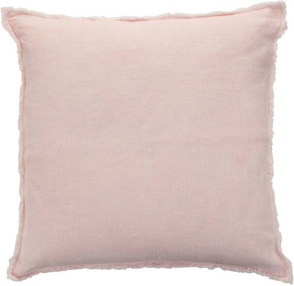 J-Line Kussen Stonewashed Linnen Roze 45x45x2cm