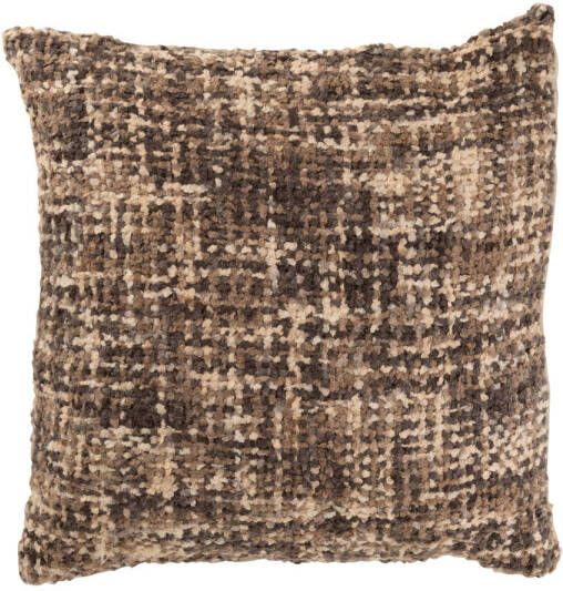 J-Line Kussen Tweed Acryl katoen Bruin beige 45x45x12cm